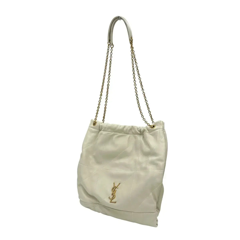 Saint Laurent Paris Jamie Drawstring Bag Paris Leather Beige Tan